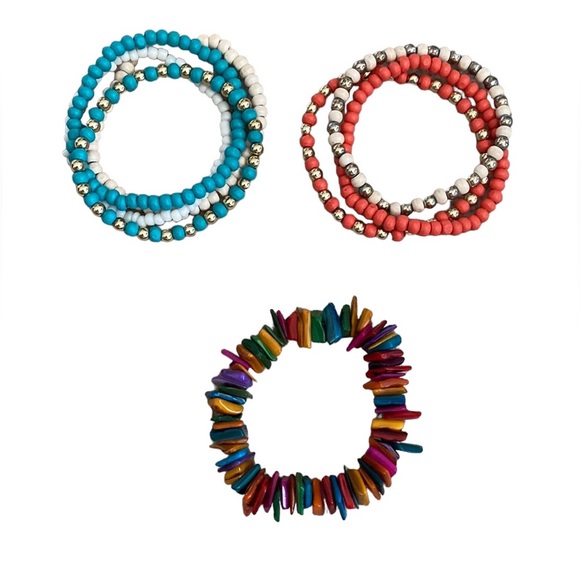 Set of 8 Beaded Stretch Bracelets Fits All Lot - Picture 3 of 3